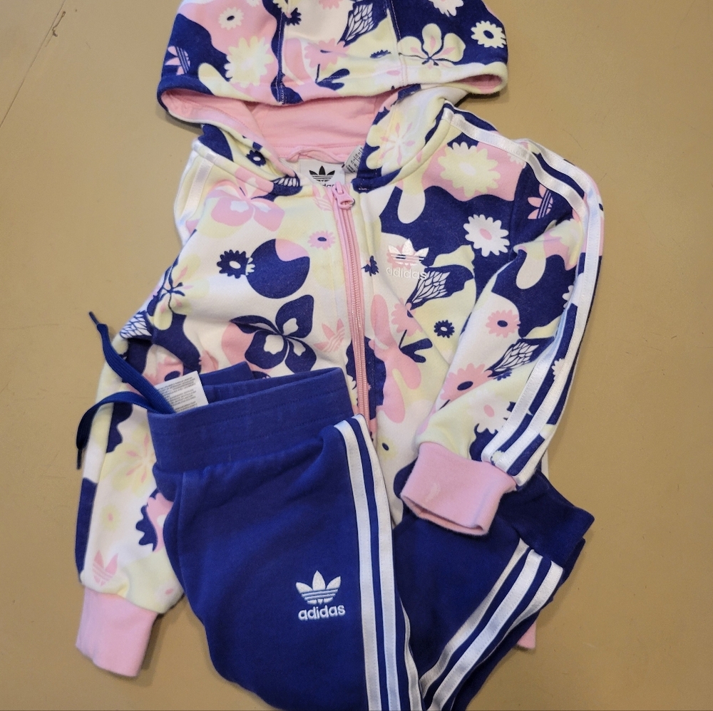 Adidas Floral Hoodie and Jogger Set